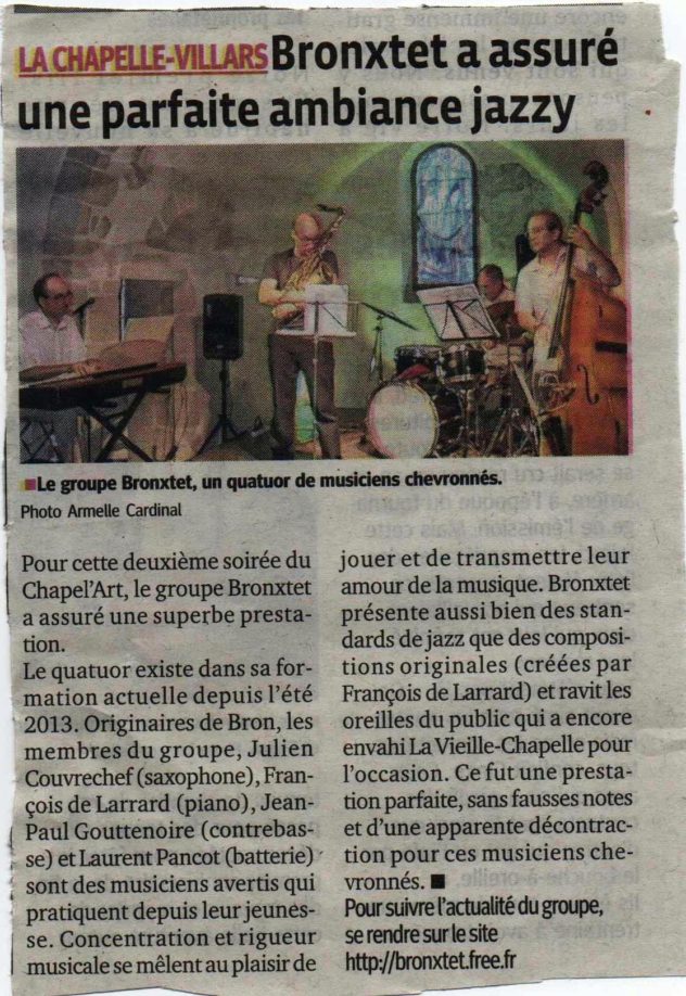 article Progrès Chapelle Villars juillet 2014